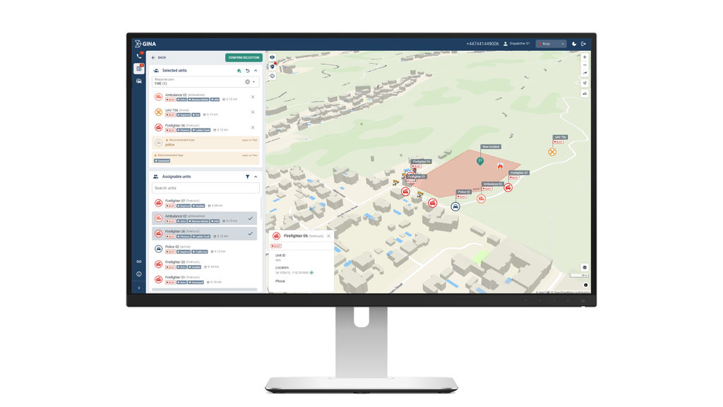 Smart CAD dashboard interface showing real-time dispatch and incident response tracking
