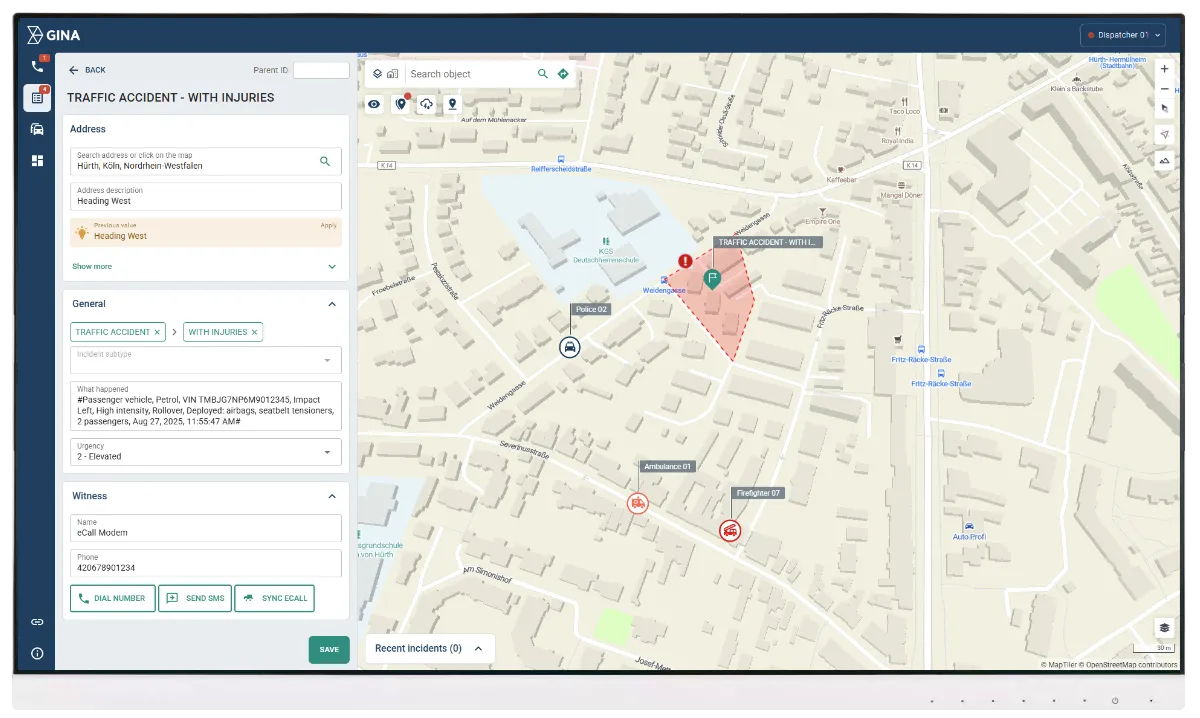 eCall visibility in Smart CAD