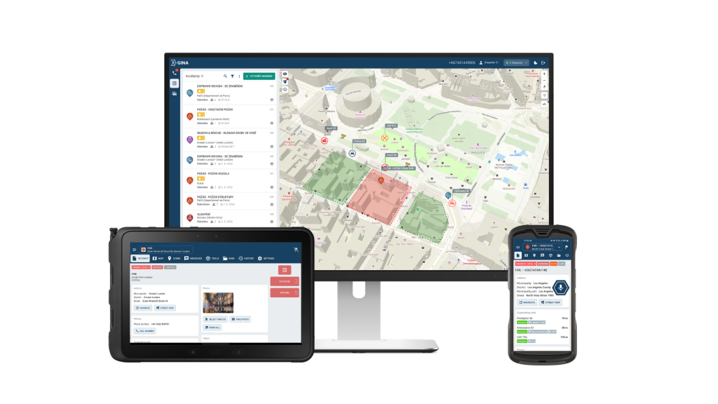 GINA Apps police mobile data terminal on tablet and mobile, Smart CAD on desktop